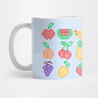 Kawaii Pixel Art Pastel Fruit Design Mug